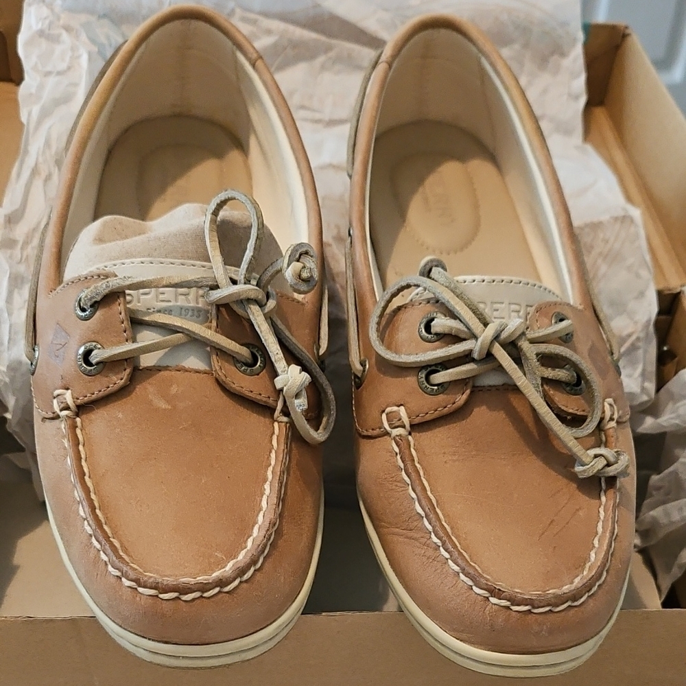 Sperry Light Brown Leather Boat Shoes